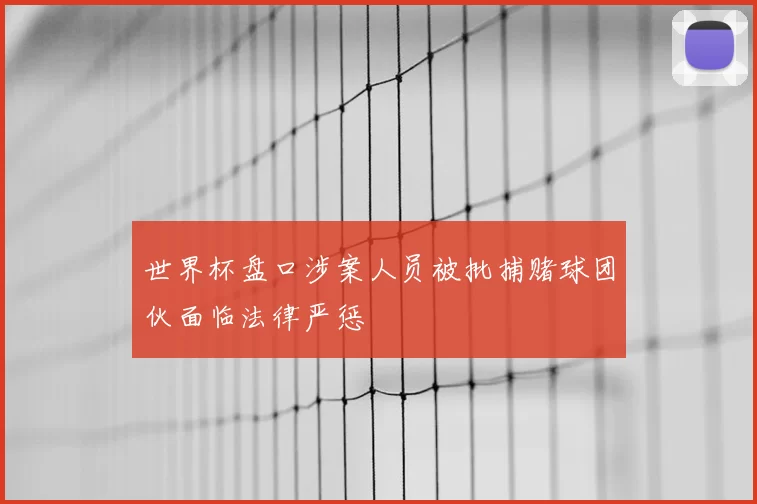 世界杯盘口涉案人员被批捕赌球团伙面临法律严惩